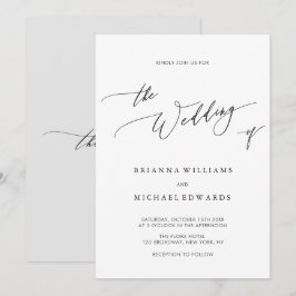 Einfache Elegant-Kalligrafie-Hochzeit Einladung