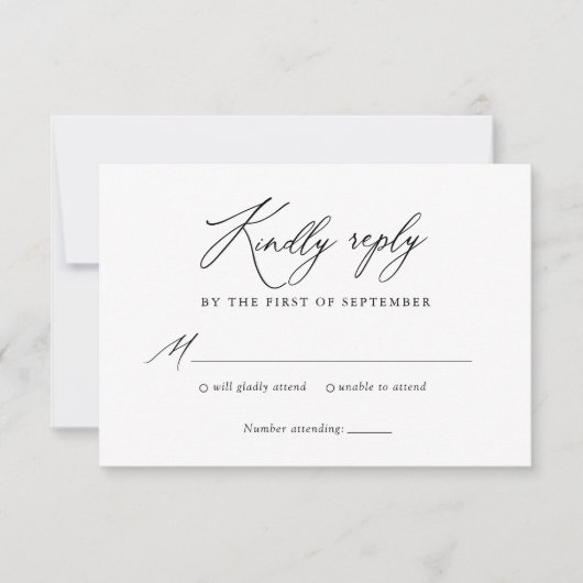 Einfache Elegant-Kalligrafie-Hochzeit RSVP Karte (Vorderseite)