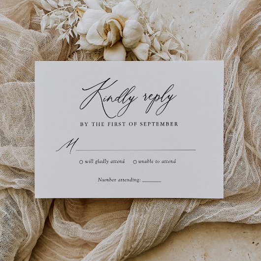 Einfache Elegant-Kalligrafie-Hochzeit RSVP Karte