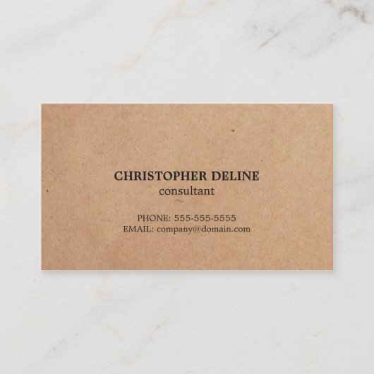 Einfache Elegant Kraft Paper Consultant Visitenkarte (Vorderseite)