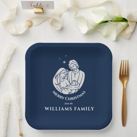 Einfache Elegant Krippe Baby Jesus Frohe Weihnacht Pappteller (Hochzeit)