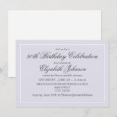 Einfache Elegant Lavender und White 90. Geburtstag Einladung (Vorne/Hinten)