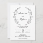 Einfache Elegant Leaf Hochzeit Einladung (Vorderseite)