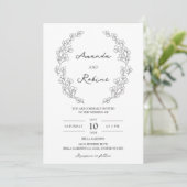 Einfache Elegant Leaf Hochzeit Einladung (Stehend Vorderseite)
