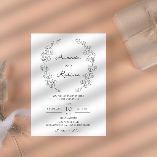 Einfache Elegant Leaf Hochzeit Einladung