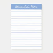 Einfache Elegant Light Blue Lined Personalisiert Post-it Klebezettel (Vorderseite)