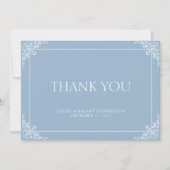 Einfache Elegant Light Blue Regency Ära Hochzeit Dankeskarte (Vorderseite)