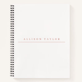 Einfache Elegant LIght Pink Individuelle Name Weiß Notizblock