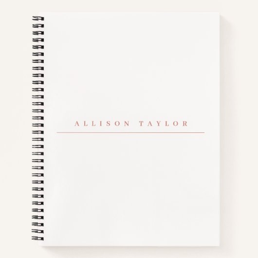 Einfache Elegant LIght Pink Individuelle Name Weiß Notizblock (Vorderseite)