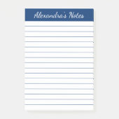 Einfache Elegant Marine Lined Personalisiert Post-it Klebezettel (Vorderseite)