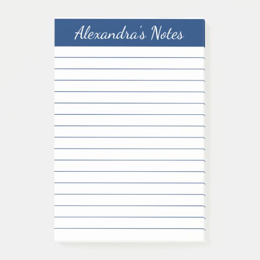 Einfache Elegant Marine Lined Personalisiert Post-it Klebezettel (Vorderseite)