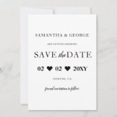Einfache Elegant Minimal Modern Black Save the Dat Date (Vorderseite)