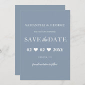 Einfache Elegant Minimal Modern Dusty Blue Save The Date (Vorne/Hinten)