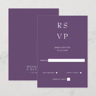 Einfache Elegant Minimal Modern Lila RSVP Karte