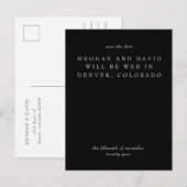 Einfache Elegant Minimal Schwarz Save the Date Ankündigungspostkarte (Vorne/Hinten)