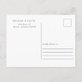 Einfache Elegant Minimal Schwarz Save the Date Ankündigungspostkarte (Rückseite)