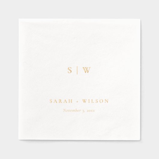 Einfache Elegant-Minimal-Typografie Monogram-Hochz Servietten Mit Folie (Vorderseite)