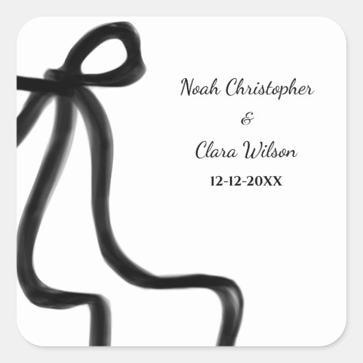 Einfache Elegant Minimalistisch Black Bow Classic Quadratischer Aufkleber (Vorderseite)