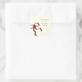 Einfache Elegant Minimalistisch Red Bow Classic Quadratischer Aufkleber (Tasche)