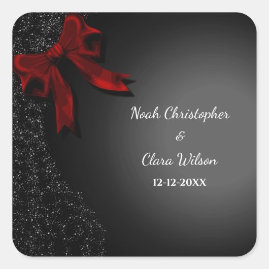 Einfache Elegant Minimalistisch Red Bow Classic Quadratischer Aufkleber (Vorderseite)