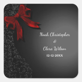 Einfache Elegant Minimalistisch Red Bow Classic Quadratischer Aufkleber