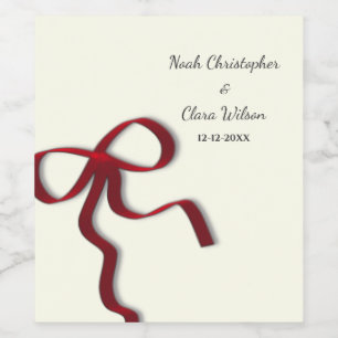 Einfache Elegant Minimalistisch Red Bow Classic Weinetikett