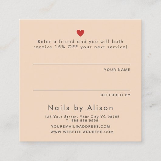 Einfache Elegant mit rustikaler Referenzkarte für Empfehlungskarte (Rückseite)