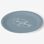 Einfache Elegant Modern Blue Happy Weihnachten Pappteller (Schrägansicht)