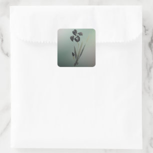 Einfache Elegant Moderne Ukiyo-e japanische Iris Quadratischer Aufkleber