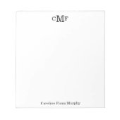 Einfache Elegant Modernes Basic 3 Monogramm Notizblock (Vorderseite)