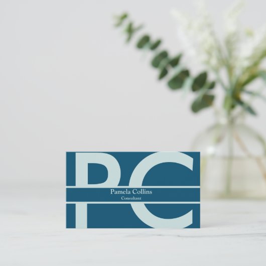 Einfache Elegant Modernes Berufliches Monogramm Visitenkarte (Stehend Vorderseite)