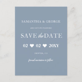 Einfache Elegant Modernes Dusty Blue Save the Date Ankündigungspostkarte