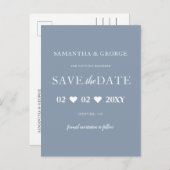 Einfache Elegant Modernes Dusty Blue Save the Date Ankündigungspostkarte (Vorne/Hinten)