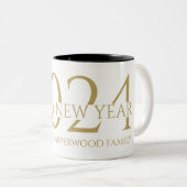 Einfache Elegant Modernes Happy New Year Zweifarbige Tasse (VorderseiteRechts)