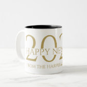 Einfache Elegant Modernes Happy New Year Zweifarbige Tasse (Vorderseite Links)