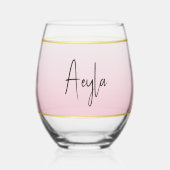 Einfache Elegant Modernes Rosa Personalisiert Weinglas Ohne Stiel (Vorderseite)