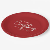 Einfache Elegant Modernes Rotes Glück Weihnachten Pappteller (Schrägansicht)