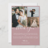 Einfache Elegant Modernes Script 5 Fotos Hochzeit Dankeskarte (Rückseite)