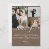 Einfache Elegant Modernes Script 5 Fotos Hochzeit Dankeskarte (Rückseite)