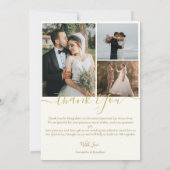 Einfache Elegant Modernes Script 5 Fotos Hochzeit Dankeskarte (Rückseite)