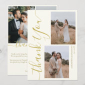 Einfache Elegant Modernes Script 5 Fotos Hochzeit Dankeskarte (Vorne/Hinten)