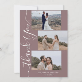 Einfache Elegant Modernes Script 6 Fotos Hochzeit  Dankeskarte