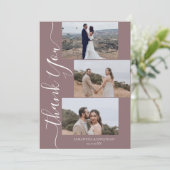 Einfache Elegant Modernes Script 6 Fotos Hochzeit  Dankeskarte (Stehend Vorderseite)