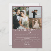 Einfache Elegant Modernes Script 6 Fotos Hochzeit  Dankeskarte (Rückseite)