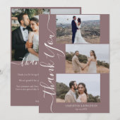 Einfache Elegant Modernes Script 6 Fotos Hochzeit  Dankeskarte (Vorne/Hinten)