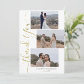 Einfache Elegant Modernes Script 6 Fotos Hochzeit  Dankeskarte (Stehend Vorderseite)