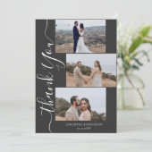 Einfache Elegant Modernes Script 6 Fotos Hochzeit  Dankeskarte (Stehend Vorderseite)