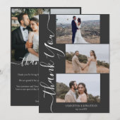 Einfache Elegant Modernes Script 6 Fotos Hochzeit  Dankeskarte (Vorne/Hinten)