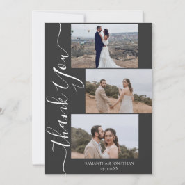 Einfache Elegant Modernes Script 6 Fotos Hochzeit  Dankeskarte