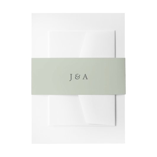 Einfache Elegant Monogram Eucalyptus Green Einladungsbanderole (Vorderseite Beispiel)